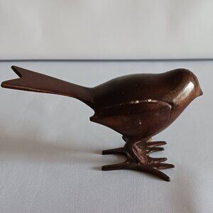 Brown Cast Metal Songbird Figurine W/Rustic Brown Finish